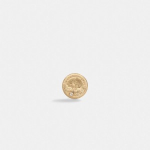 Coach 14 K Gold Coin Single Stud Earring Gold | COH866109