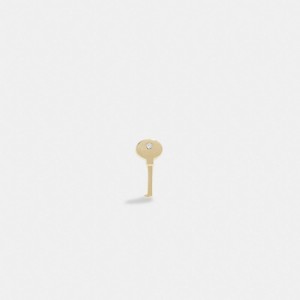 Coach 14 K Gold Key Single Stud Earring Gold | COH866104