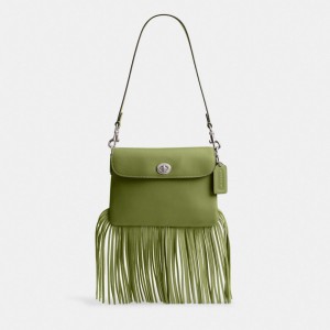 Coach 1964 Fringe Bag Glovetanned Leather/Silver/Dark Lime | COH864918