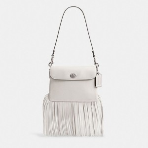 Coach 1964 Fringe Bag Glovetanned Leather/Silver/Chalk | COH865202