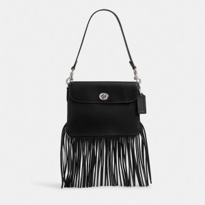 Coach 1964 Fringe Bag Glovetanned Leather/Silver/Black | COH864818
