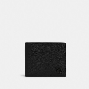 Coach 3 In 1 Wallet With Signature Canvas Interior Crossgrain Leather/Black | COH866722