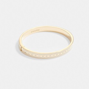 Coach 6 Mm Signature Enamel Bangle Gold/Chalk | COH866150