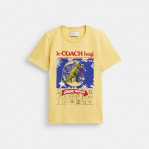 Coach 90's T Shirt In Organic Cotton Yellow | COH866014