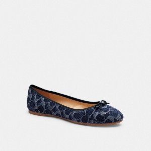 Coach Abigail Flat In Signature Denim Blue Denim | COH865793