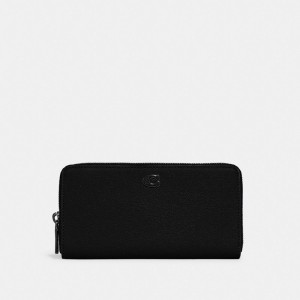 Coach Accordion Wallet With Signature Canvas Interior Black | COH866732