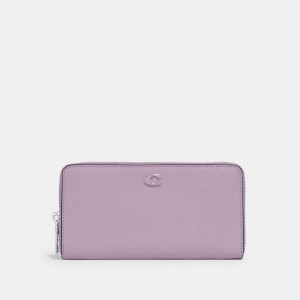 Coach Accordion Wallet With Signature Canvas Interior Soft Purple | COH866734