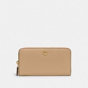 Coach Accordion Zip Wallet Refined Calf Leather/Brass/Tan | COH866729