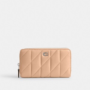 Coach Accordion Zip Wallet With Pillow Quilting Nappa Leather/Silver/Buff | COH865519