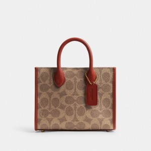 Coach Ace Tote Bag 17 In Signature Canvas Coated Canvas/Brass/Tan/Rust | COH865334