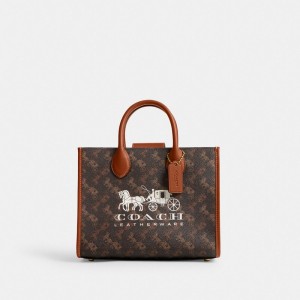 Coach Ace Tote Bag 26 With Horse And Carriage Print Brass/Truffle Burnished Amber | COH865088