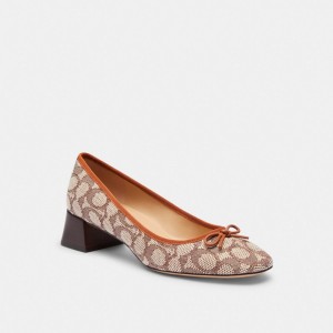 Coach Ava Ballet Pump In Signature Textile Jacquard Cocoa/Burnished Amber | COH865755