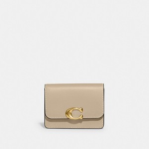 Coach Bandit Card Case Refined Calf Leather/Brass/Ivory | COH865555