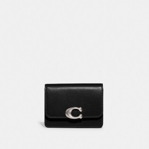 Coach Bandit Card Case Refined Calf Leather/Silver/Black | COH865587