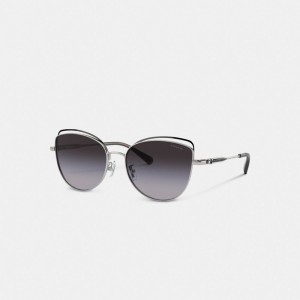 Coach Bandit Wire Oval Sunglasses Grey Gradient | COH866327