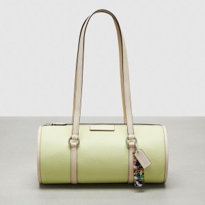 Coach Barrel Bag In Pebbled Coachtopia Leather Pale Lime/Cloud | COH864841