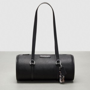 Coach Barrel Bag In Pebbled Coachtopia Leather Black | COH864752