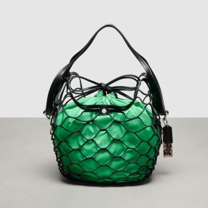 Coach Basket Bag In Regenerative Leather Electric Kelp/Black | COH865145
