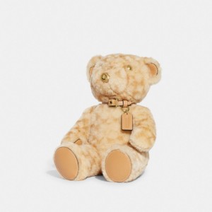 Coach Bear Collectible In Signature Shearling Brass/Beige | COH866432