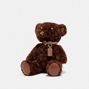 Coach Bear Collectible In Signature Shearling Brass/Chocolate Brown | COH866445