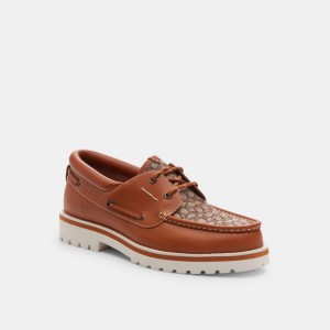 Coach Benson Boat Shoe In Signature Jacquard Burnished Amber | COH866830