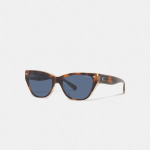 Coach Beveled Signature Square Cat Eye Sunglasses Tortoise/Crystal | COH866372