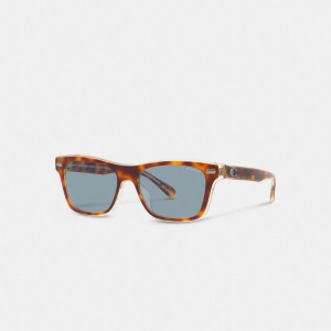Coach Beveled Signature Square Sunglasses Tortoise/Blue | COH866366