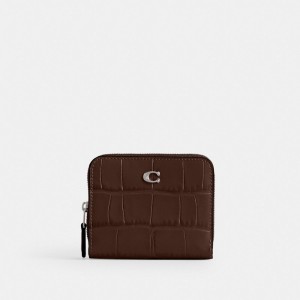 Coach Billfold Wallet Croc Embossed Leather/Silver/Maple | COH865549