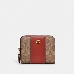 Coach Billfold Wallet In Colorblock Signature Canvas Signature Coated Canvas/Brass/Tan/Rust | COH865613