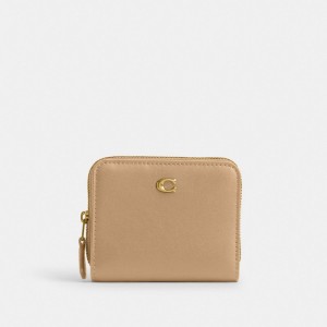 Coach Billfold Wallet Refined Calf Leather/Brass/Tan | COH865614