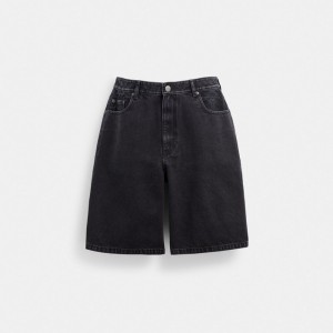 Coach Black Denim Shorts In Organic Cotton Black Denim | COH866948