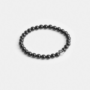 Coach Black Onyx Beaded Bracelet Silver/Black | COH867026