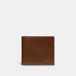 Coach Boxed Double Billfold Wallet Leather/Dark Saddle | COH866698