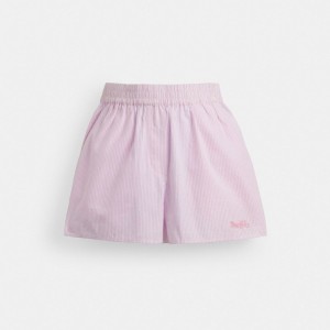 Coach Boxer Shorts In Organic Cotton Pink/White | COH866048