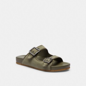 Coach Buckle Strap Sandal Army Green | COH866849