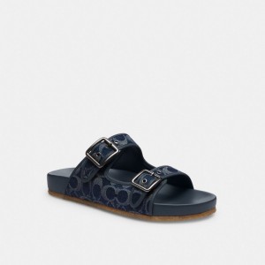 Coach Buckle Strap Sandal In Signature Denim Blue Denim | COH866848