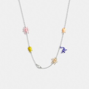 Coach Bug Charm Necklace Silver/Multi | COH866131