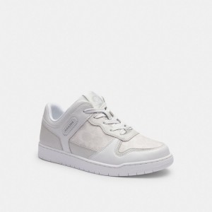 Coach C201 Low Top Sneaker In Signature Canvas Optic White | COH865816
