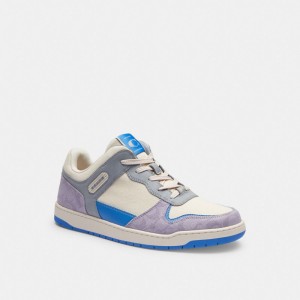 Coach C201 Sneaker In Signature Canvas Chalk/Soft Purple | COH866808