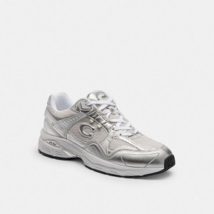 Coach C301 Sneaker Metallic Leather/Optic White | COH865839