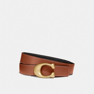 Coach C Hardware Reversible Belt, 25 Mm Brass/Black/1941 Saddle | COH866311