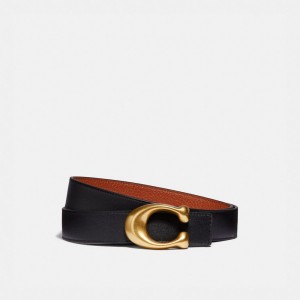 Coach C Hardware Reversible Belt, 32 Mm Brass/Black/1941 Saddle | COH866320