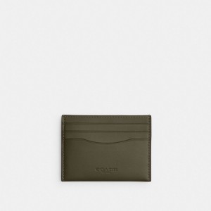 Coach Card Case Calf Leather/Army Green | COH866772