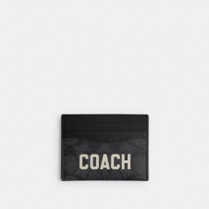 Coach Card Case In Signature Canvas With Graphic Signature Coated Canvas/Leather/Charcoal Multi | COH866771