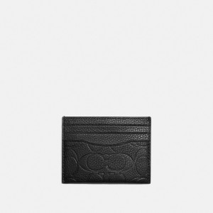 Coach Card Case In Signature Leather Pebble Leather/Black | COH865694