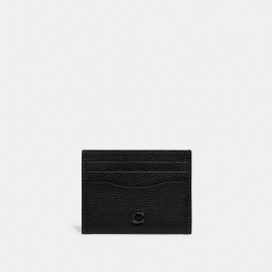 Coach Card Case Polished Pebble Leather/Black | COH865697