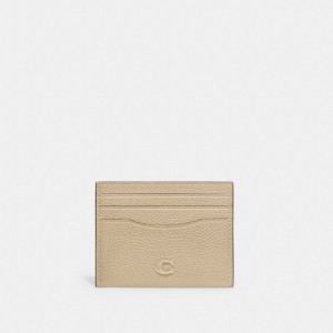 Coach Card Case Polished Pebble Leather/Ivory | COH865655