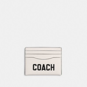 Coach Card Case With Graphic Polished Pebble Leather/Chalk Multi | COH866770