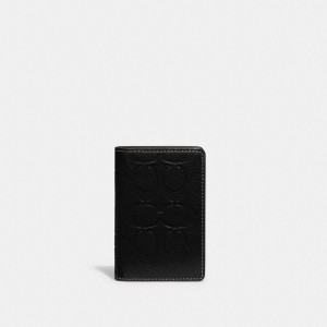 Coach Card Wallet In Signature Leather Black | COH865688