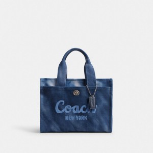 Coach Cargo Tote Bag 26 With Tie Dye Canvas/Silver/Midnight Navy | COH865106